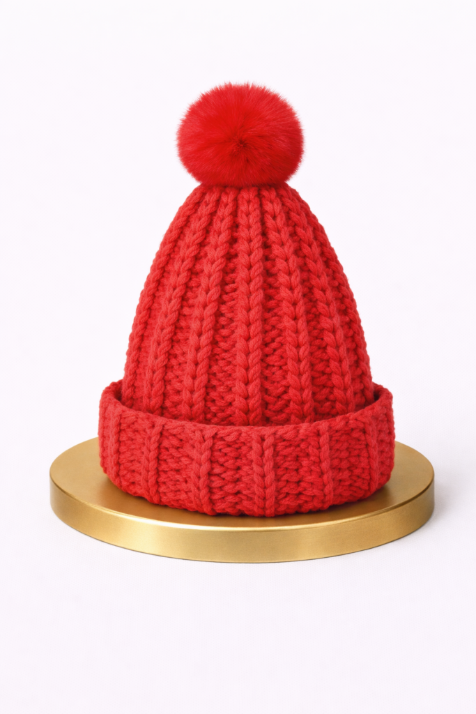 bonnet rouge avec pompon