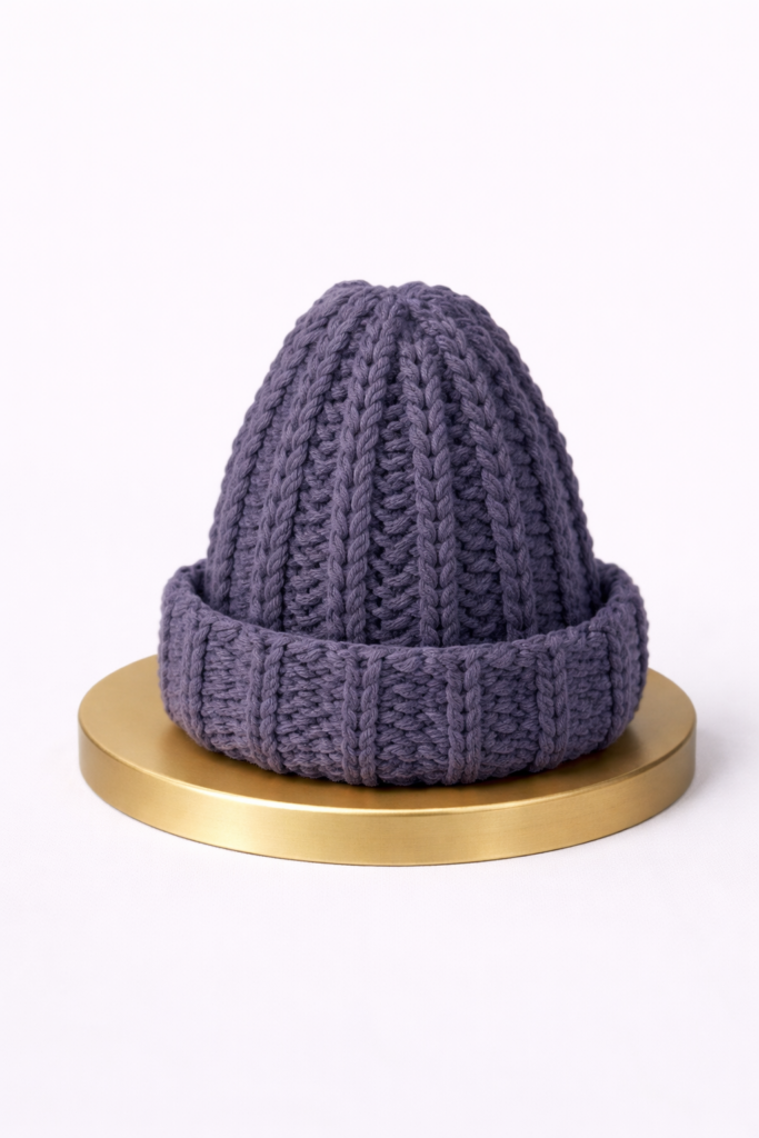bonnet violet sans pompon
