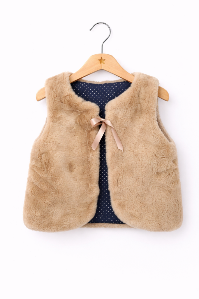 gilet berger enfant fond marine a pois