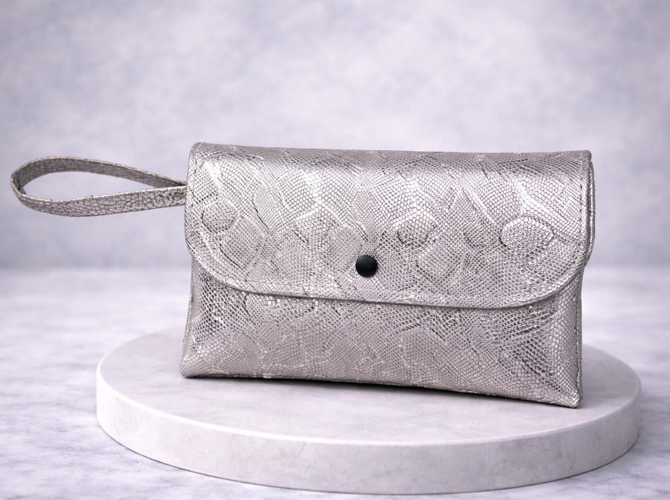 pochette soiree python argent