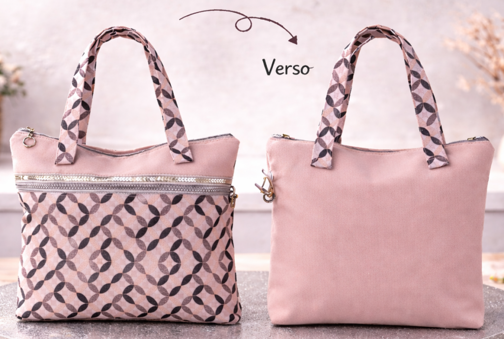 sac simili et jacquard rose reduit