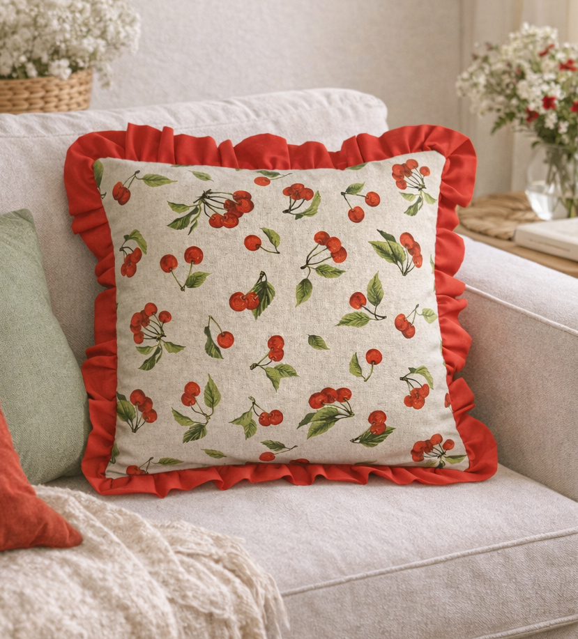 coussin cerise
